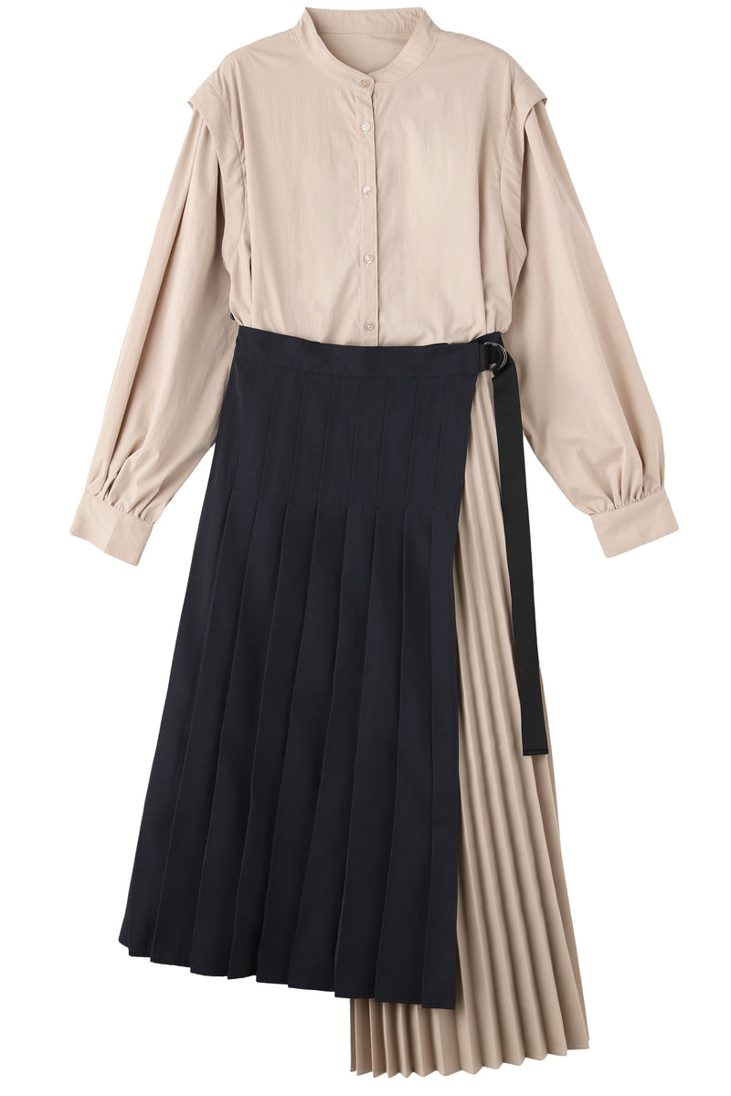 SHIRT DRESS WITH PLEATED SKIRT