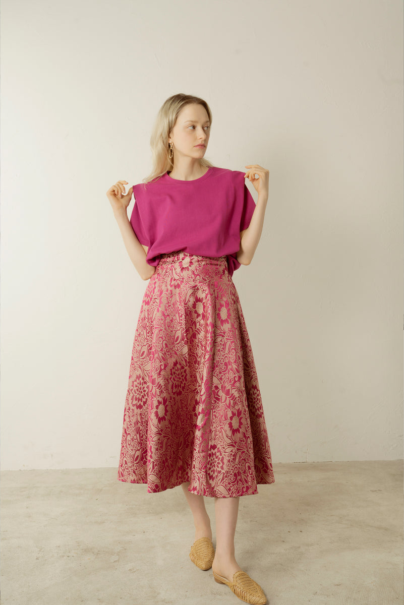 シュシュ マシェリ flower emboss volume skirt-