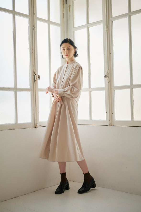 SHIRT DRESS WITH PLEATED SKIRT
