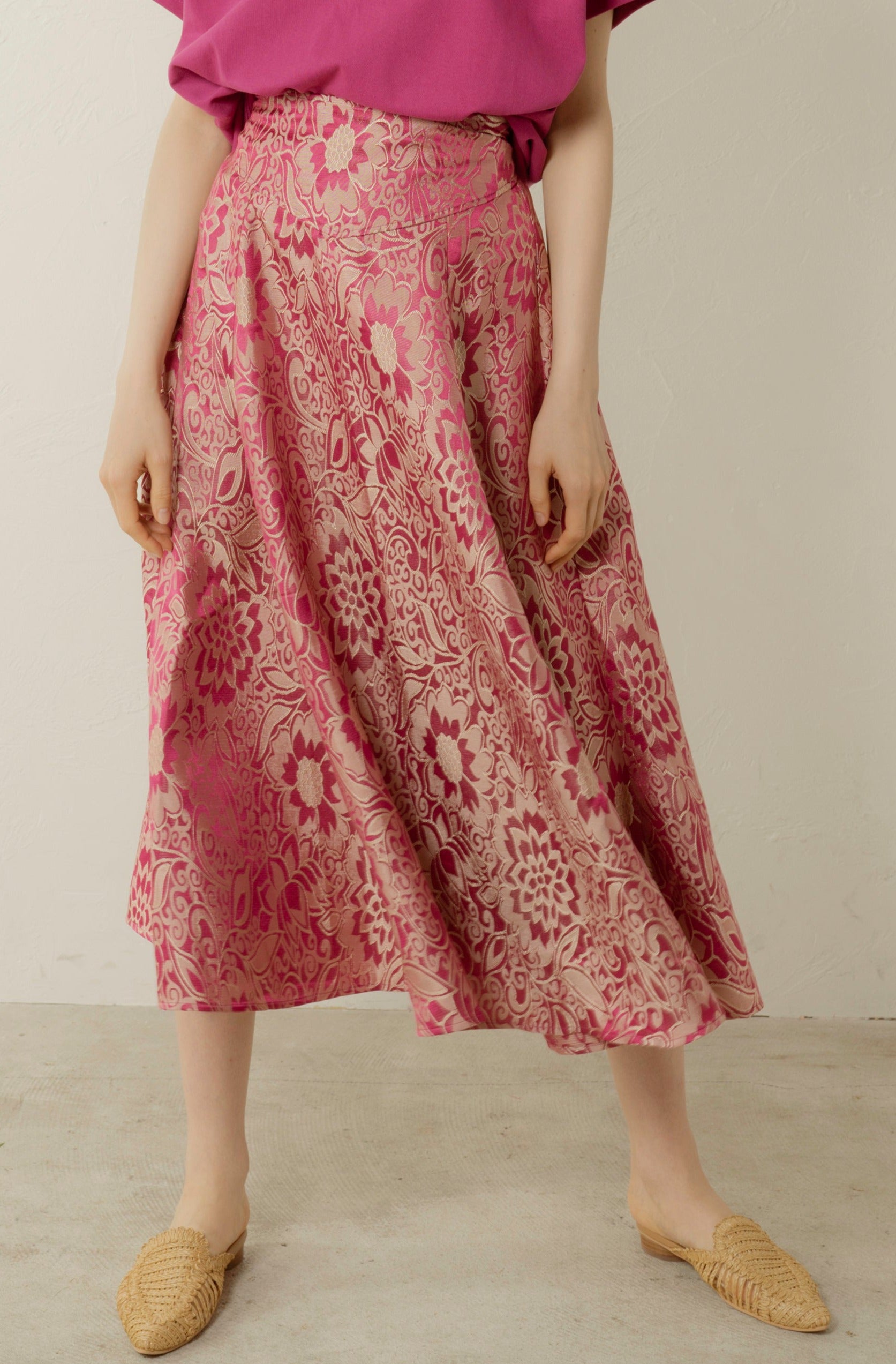 美品 フラワー マルニ コレクションモデル 本物 緑 桃 スカート 38