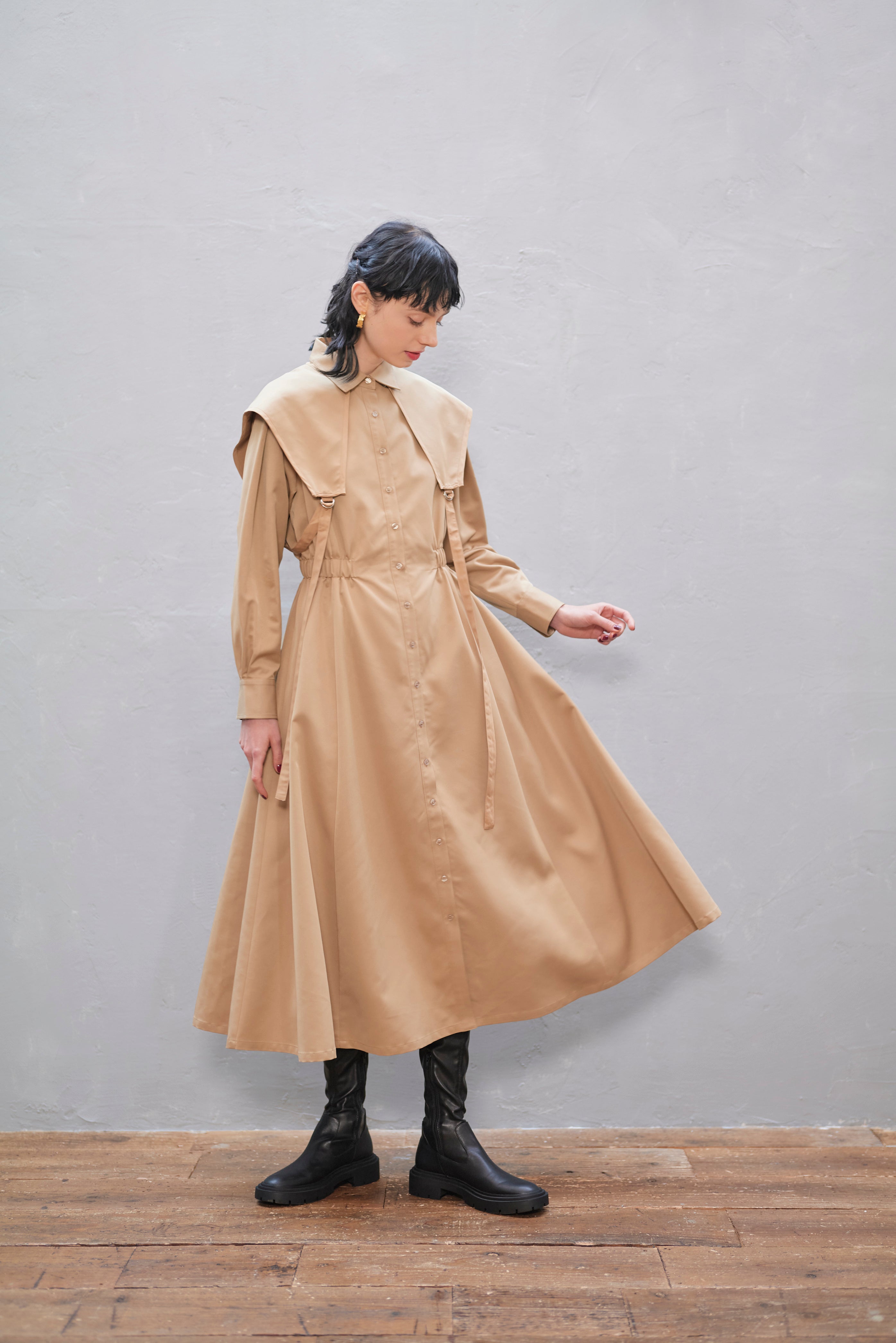 KOH.style ATTACHED COLLAR SHIRT DRESS 黒